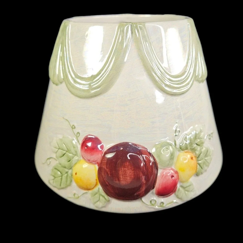Yankee Candle Iridescent Sugar Plums Fruit Lg Shade Topper Embossed Ceramic READ